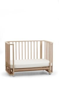 Doğal Ahşap 4 in 1 Beşik Takım 70 x 110 - anne yanı, karyola, oyun parkı, montessori + junior yatak - beyaz leaf