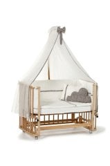 Vernikli Ahşap 4 in 1 Beşik Takım 70x110 - anne yanı, karyola, oyun parkı, montessori + junior yatak -coco
