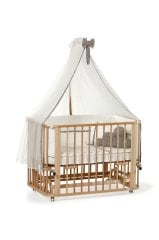 Vernikli Ahşap 4 in 1 Beşik Takım 70x110 - anne yanı, karyola, oyun parkı, montessori + junior yatak -coco
