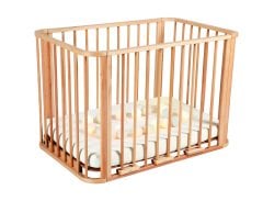 Vernikli Ahşap 4 in 1 Beşik Takım 70x110 - anne yanı, karyola, oyun parkı, montessori + junior yatak -coco