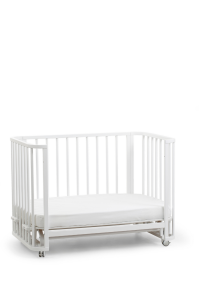 Beyaz Ahşap 4 in 1 Beşik Takım 70 x 110 - anne yanı, karyola, oyun parkı, montessori + junior yatak- beyaz leaf