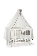 Beyaz Ahşap 4 in 1 Beşik Takım 70 x 110 - anne yanı, karyola, oyun parkı, montessori + junior yatak - coco