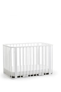Beyaz Ahşap 4 in 1 Beşik Takım 70 x 110 - anne yanı, karyola, oyun parkı, montessori + junior yatak - bej leaf