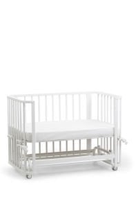 Beyaz Ahşap 4 in 1 Beşik Takım 70 x 110 - anne yanı, karyola, oyun parkı, montessori + junior yatak - gri leaf