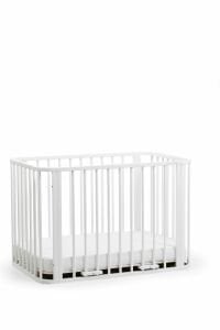 Beyaz Ahşap 4 in 1 Beşik Takım 70 x 110 - anne yanı, karyola, oyun parkı, montessori + junior yatak - beyaz motherliness