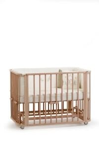 Doğal Ahşap 4 in 1 Beşik Takım 70 x 110 - anne yanı, karyola, oyun parkı, montessori + junior yatak - krem motherliness