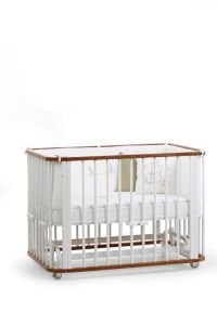 Ceviz-Beyaz Ahşap 4 in 1 Beşik Takım 70 x 110 - anne yanı, karyola, oyun parkı, montessori + junior yatak - beyaz motherliness