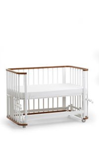 Ceviz-Beyaz Ahşap 4 in 1 Beşik Takım 70 x 110 - anne yanı, karyola, oyun parkı, montessori + junior yatak - beyaz motherliness