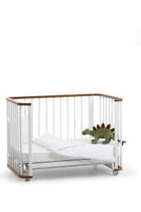 Ceviz-Beyaz Ahşap 4 in 1 Beşik Takım 70 x 110 - anne yanı, karyola, oyun parkı, montessori + junior yatak - beyaz motherliness