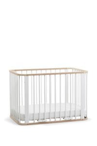 Doğal-Beyaz Ahşap 4 in 1 Beşik Takım 70 x 110 - anne yanı, karyola, oyun parkı, montessori + junior yatak - beyaz motherliness