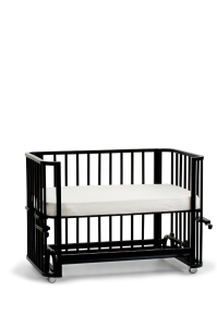 Siyah Ahşap 4 in 1 Beşik Takım 70 x 110 - anne yanı, karyola, oyun parkı, montessori + junior yatak - açık bej