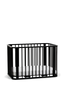 Siyah Ahşap 4 in 1 Beşik Takım 70 x 110 - anne yanı, karyola, oyun parkı, montessori + junior yatak - açık bej