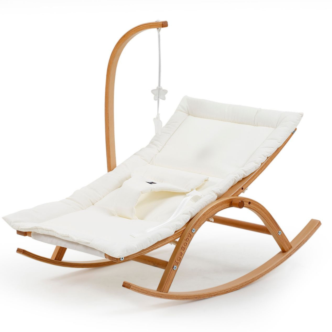 Ahşap Hug Ana Kucağı, 2 Kademeli, Vernikli/Krem