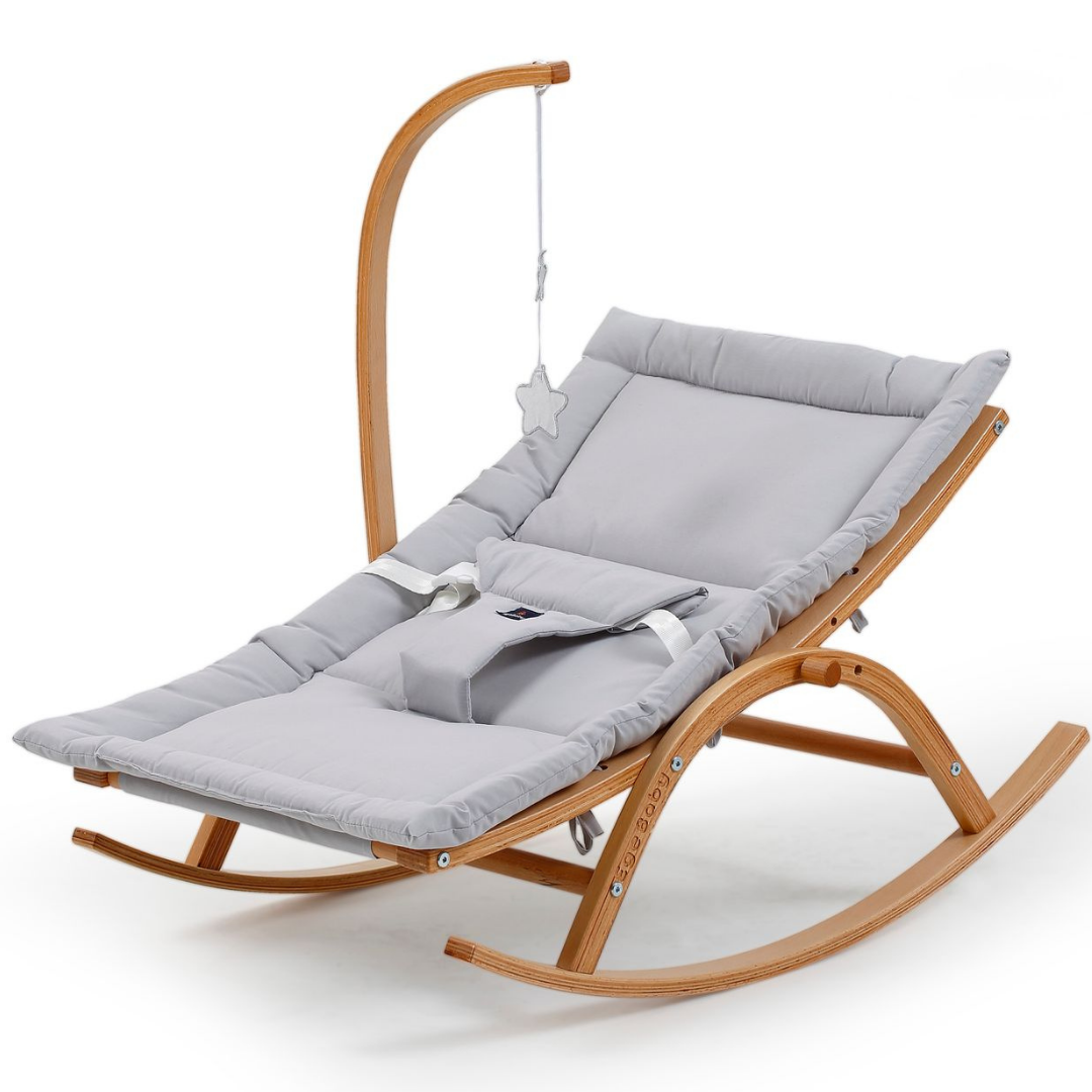 Ahşap Hug Ana Kucağı, 2 Kademeli, Vernikli/Gri