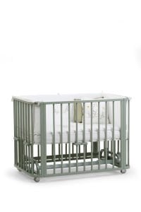 Yeşil Ahşap 4 in 1 Beşik Takım 70 x 110 - anne yanı, karyola, oyun parkı, montessori + junior yatak - beyaz motherliness