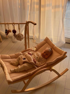 Ahşap Hug Ana Kucağı, 2 Kademeli, Doğal/Gri